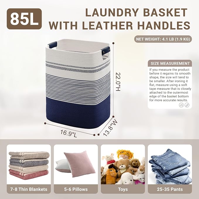 85L Tall Laundry Hamper with Handles - Image 2