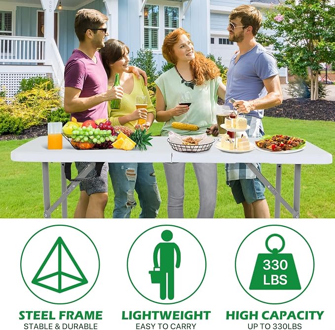 HKLGorg Folding Table, Heavy Duty Plastic Folding Utility Table Indoor Outdoor - Image 4