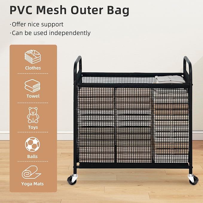 STORAGE MANIAC Rolling Laundry Hamper - Image 4