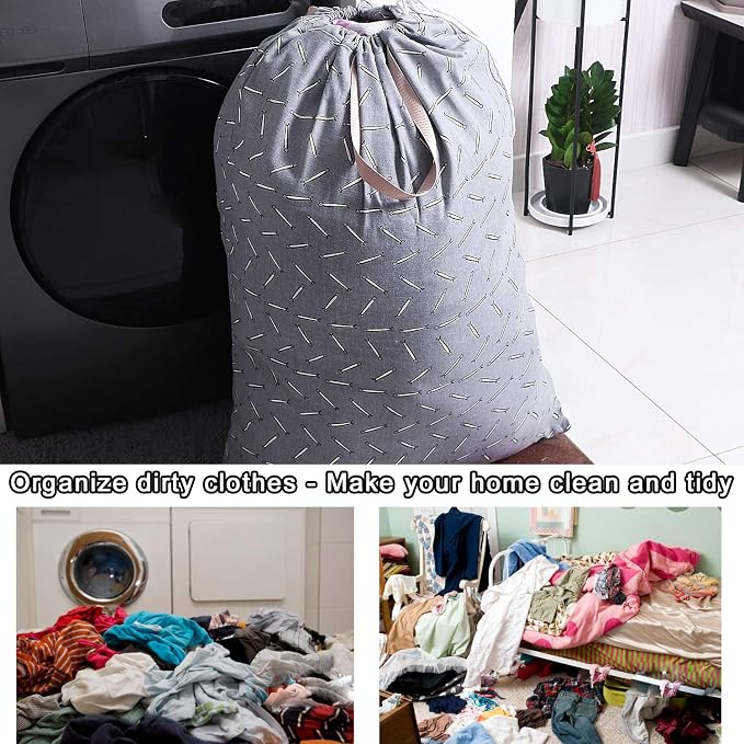 Extra Large Laundry Bag with Drawstring and Handle, Heavy Duty Travel Dirty - Image 6