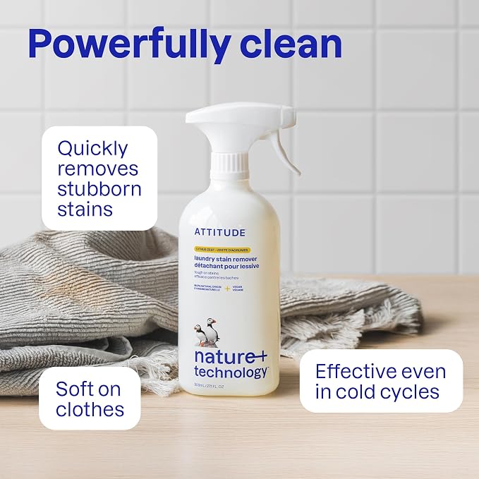 ATTITUDE Stain Remover Spray for Laundry, Removes Odors & Stains, Plant-Based & - Image 3
