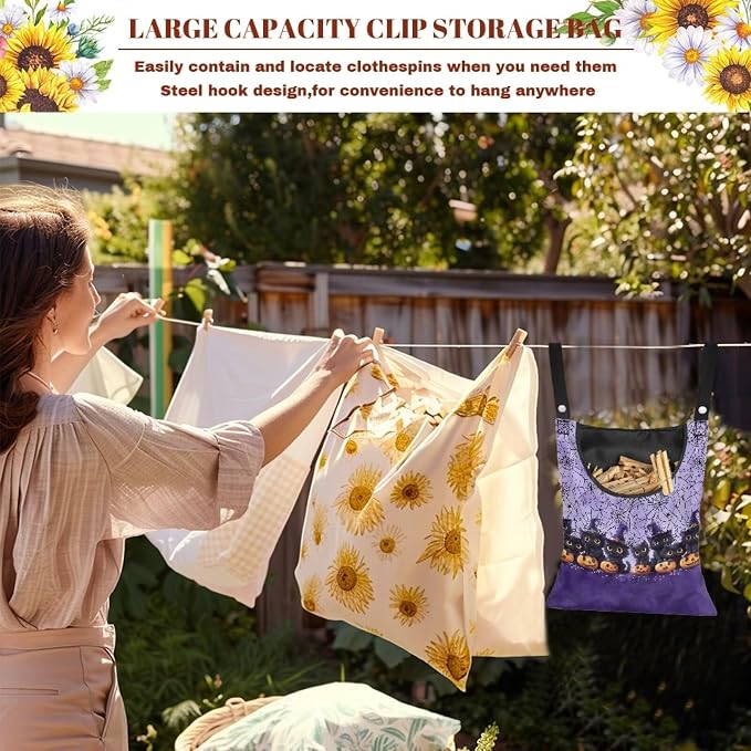 Cat Cobweb Hanging Clothes Pin Bag Clothespin Storage Organizer Large Capacity - Image 5