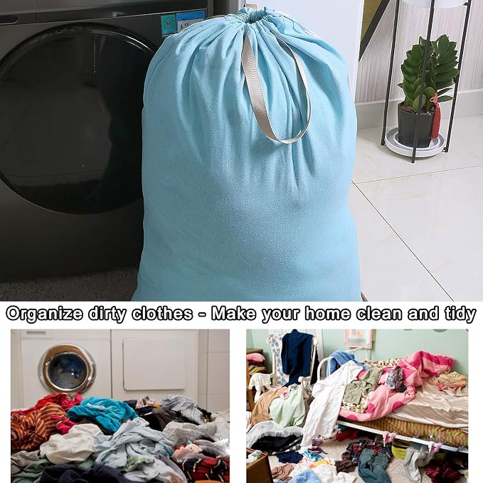 Heavy Duty Laundry Bag with Drawstring and Handle, Extra Large Travel Dirty - Image 6