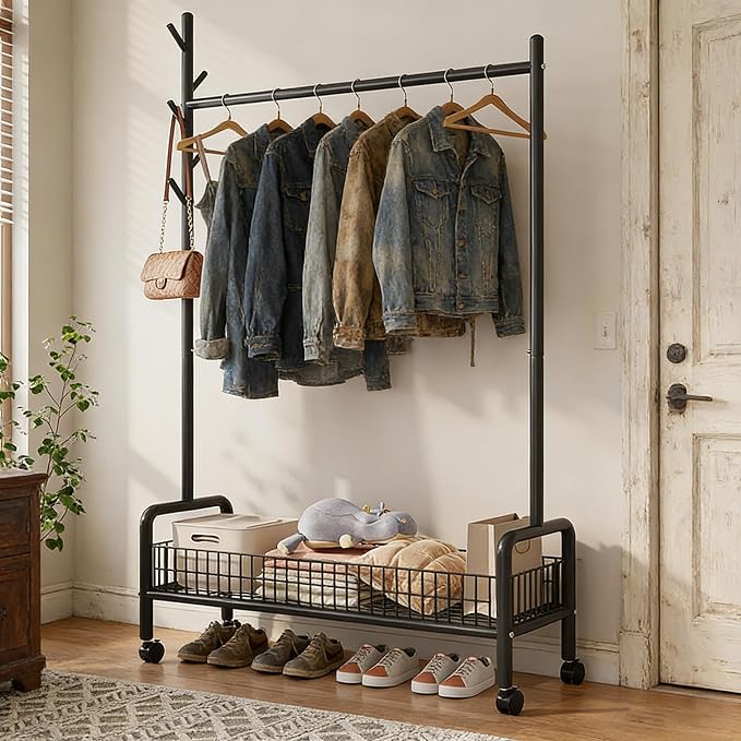 Clothes Rack with Storage Shelves, Heavy - Image 4