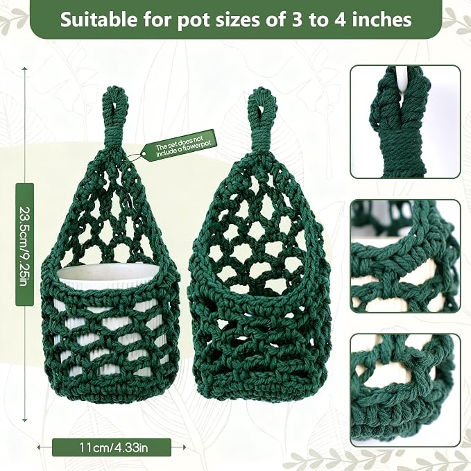 Macrame Wall Plant Hanger, Hanging Planter Basket Holder, Wall Planters - Image 3
