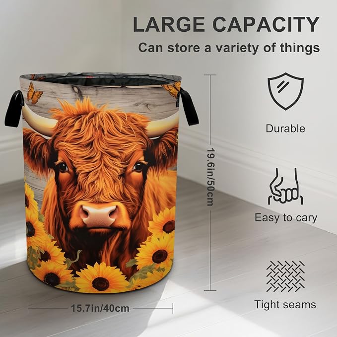 Highlandcow Sunflower Laundry Basket Laundry Hamper - Image 4
