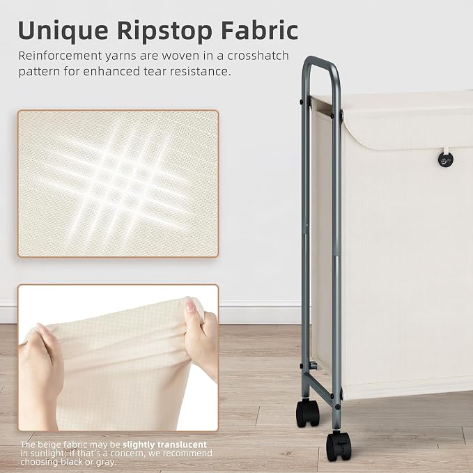 STORAGE MANIAC Rolling Laundry Hamper, Laundry Basket - Image 2