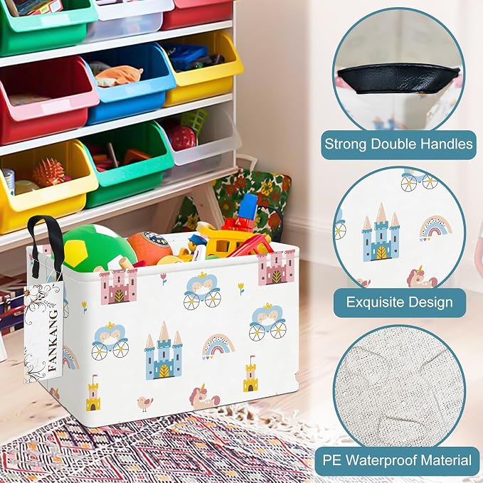 FANKANG Storage Bins, Nursery Hamper Canvas Laundry Basket Foldable - Image 6