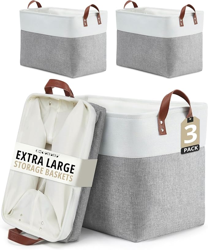 DECOMOMO Extra Large Storage Baskets, Fabric Storage Bins by DECOMOMO