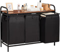 3 Section Laundry Hamper with Shelf, Laundry Basket Organizer with 3 Pull-Out by Azaeahom