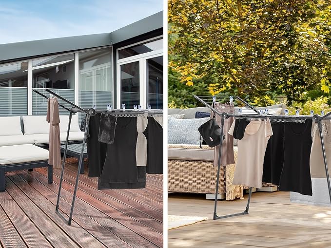 Leifheit Pegasus 150 Solid Slim Black Edition Clothes Airer, Stable Tumble Dryer - Image 4