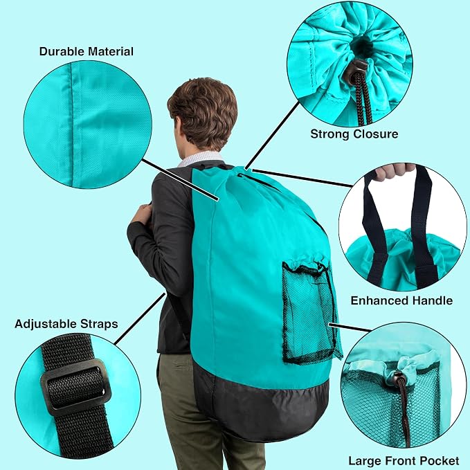 Turquoise Laundry Backpack - Image 3