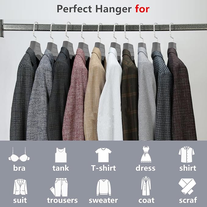 DEDU Suit Hangers for Men 10 Pack, Thick Plastic - Image 6