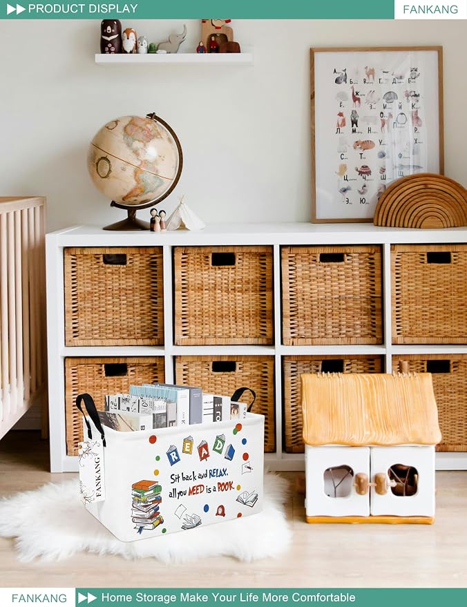 FANKANG Storage Bins, Nursery Hamper Canvas Laundry Basket Foldable - Image 3