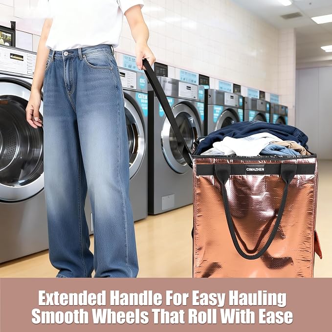 Reusable Grocery Bag on Wheels, Foldable Rolling Tote Bag - Image 5