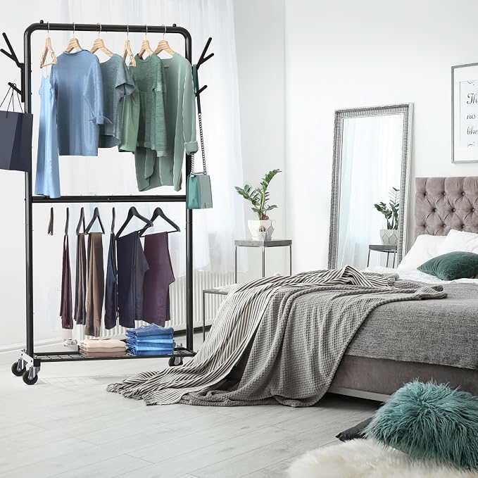 Simple Houseware Double Rod Garment Rack - Image 2