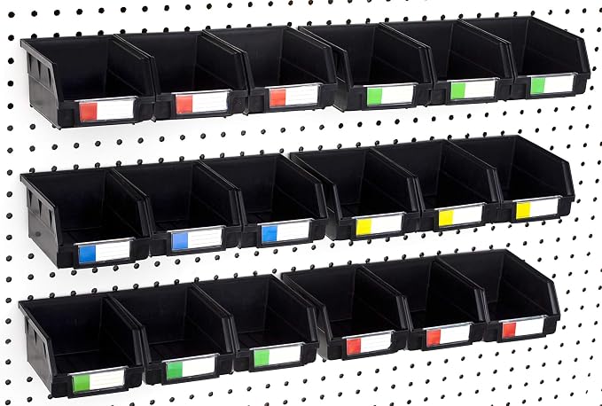 Pegboard Bins – 18 Pack Black Large by RightArrange