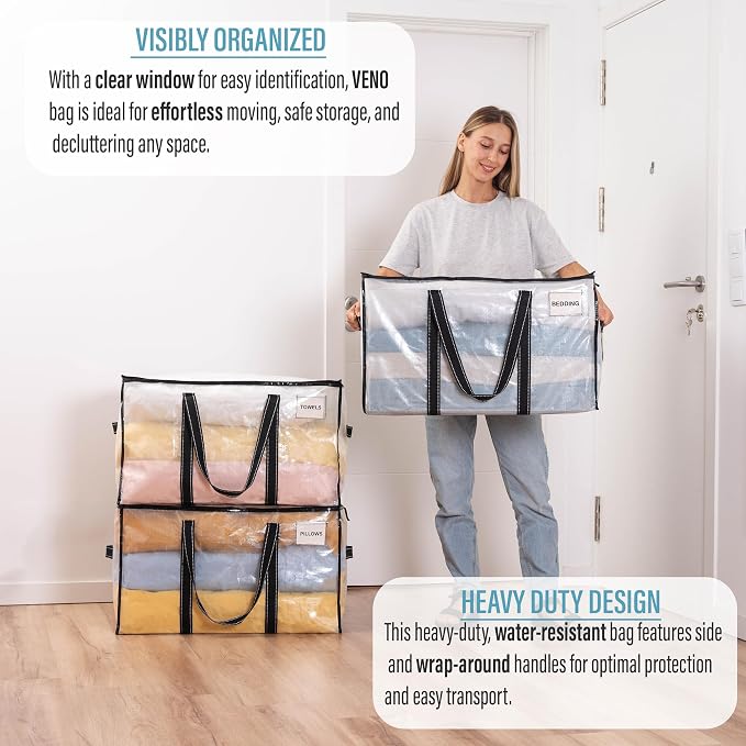 VENO 10 Pack Clear Storage Moving Bags, Heavy Duty Storage Bins - Image 5