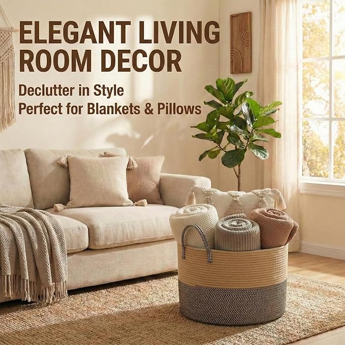 65L Extra Large Blanket Basket for Living Room - Image 2