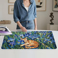 Ironing Mat Iris Flower Orange Cat Print Portable Ironing Pad by PJHEQOXE