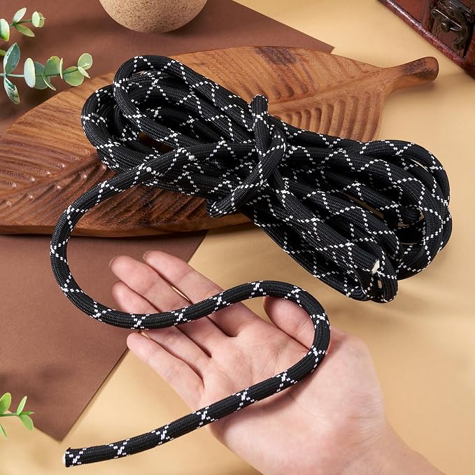 FASHEWELRY 5.47 Yards 8mm Round Polyester Cord Rope Thick Braid Macrame Cord - Image 3