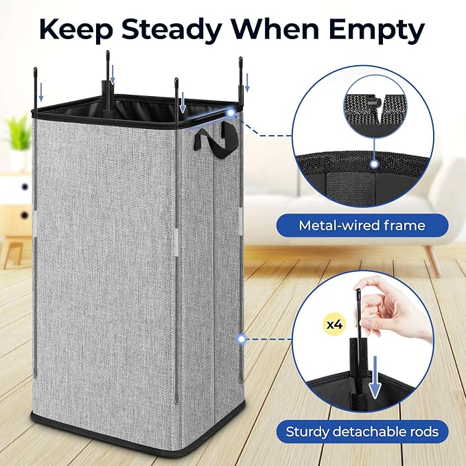 SNIGJAT 2 Pack Large Laundry Hamper, Tall Collapsible Laundry Basket - Image 3