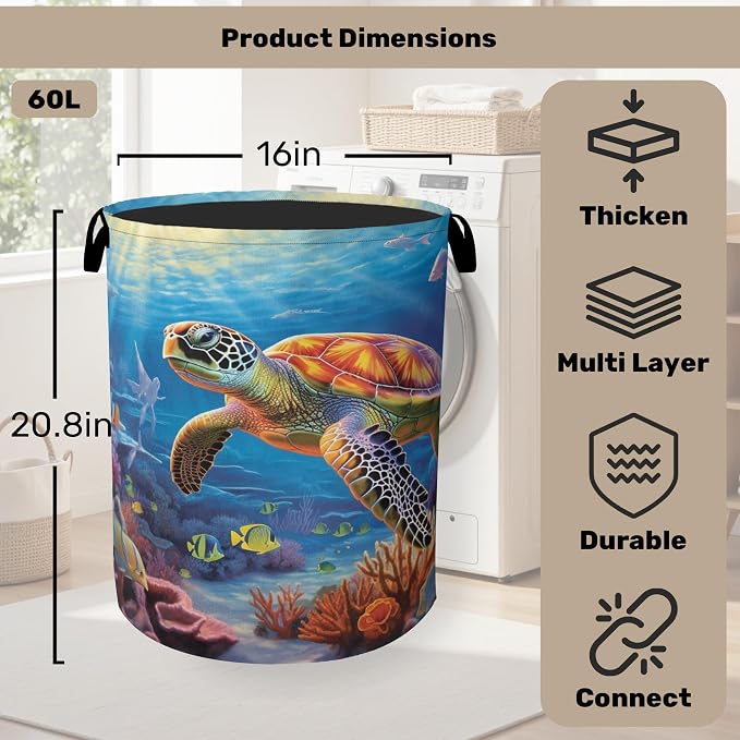 Sea Turtle Large Clothes Hamper Bag - Image 2