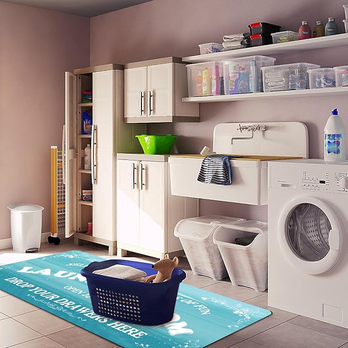 Zoke Laundry Room Rug Runner Stylish Non-Slip Laundry Room Mat 20"x47" - Image 2