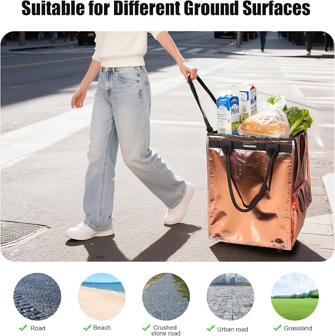 Reusable Grocery Bag on Wheels, Foldable Rolling Tote Bag - Image 4