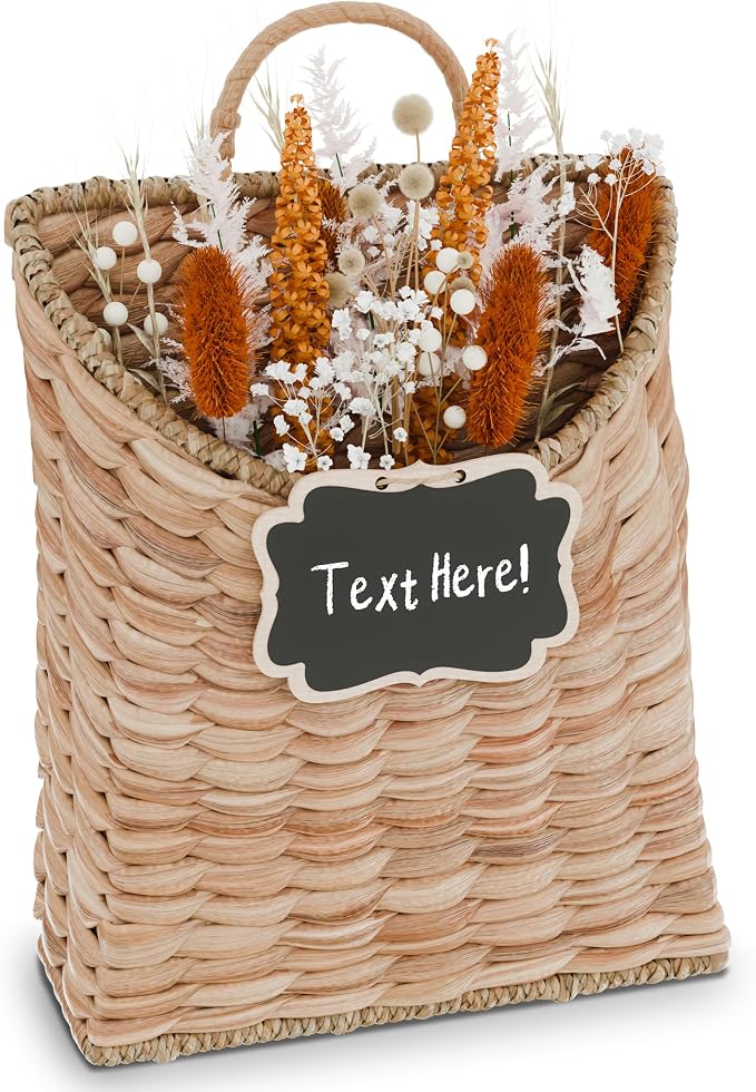 Boho Woven Wall Hanging Basket – Water Hyacinth Flat Back Basket - Image 4