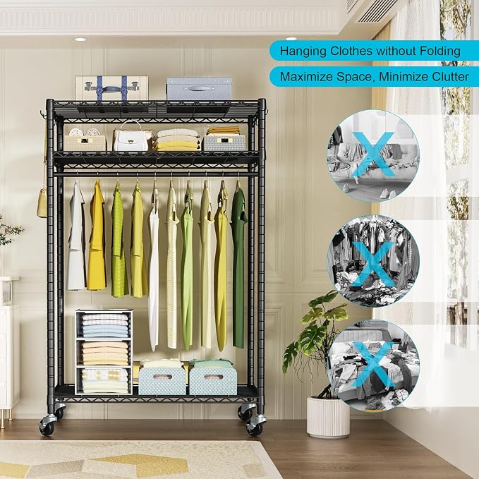 FUTASSI P3 Plus Rolling Clothes Rack, Clothing Racks - Image 9