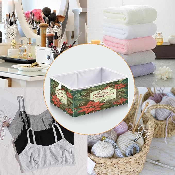 senya Large Storage Bins Flower Bird Red Collapsible Foldable Storage Cubes - Image 5