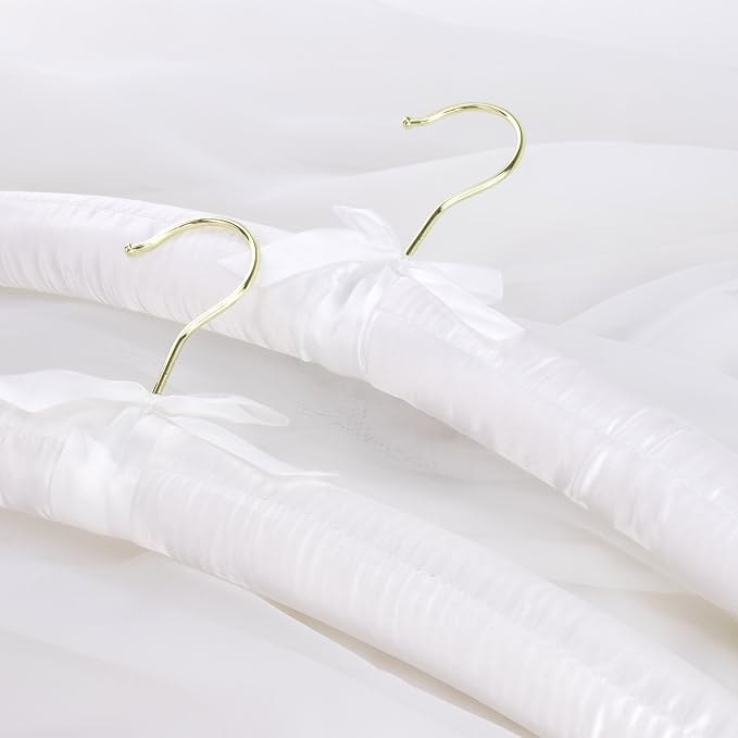 HANGERWORLD 5 White 17inch Classic Satin Padded Hangers - Image 6