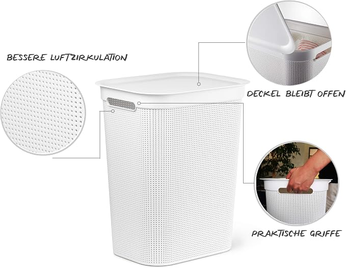 Rotho, Laundry collector 50 l, Plastic BPA white - Image 3