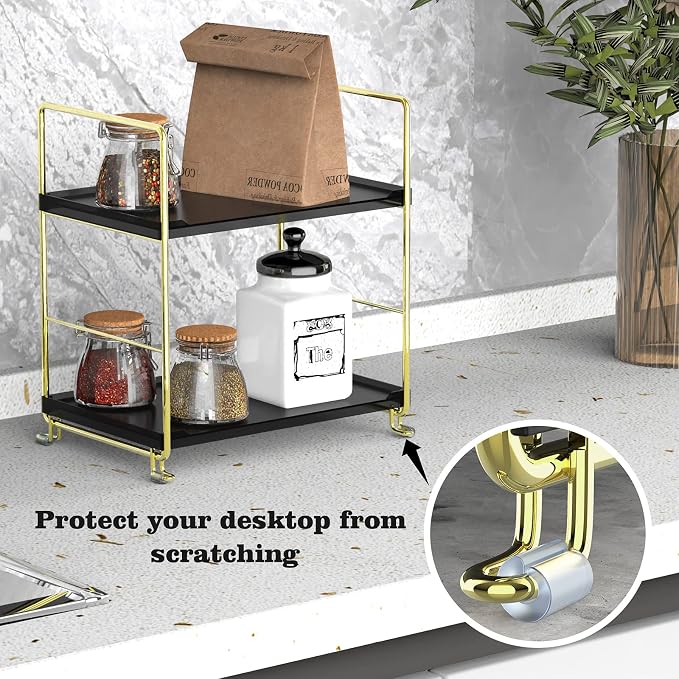 2-Tier Spice Rack Bathroom Organizer Countertop Storage Shelf, Cosmetic Storage - Image 5