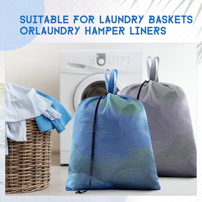 6 Pack 20 x 17 Inches Blue Soft Mesh Laundry Bag - Image 5
