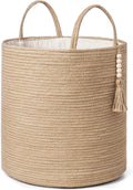 Mkono Tall Wicker Laundry Basket Woven Storage Basket Decorative Natural Rope by Mkono