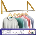 Double Foldable Clothing Rack w/ Extension Rod, Wall-Mounted Retractable by StockYourHome