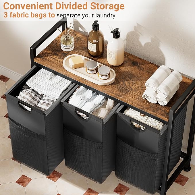 Laundry Hamper, 3 × 12.5 Gal Laundry Basket Organizer - Image 4
