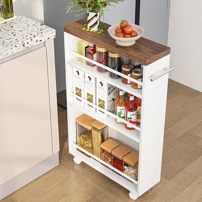 Tribesigns Slim Storage Cart, Rolling Narrow Kitchen Cart on Wheels by Tribesigns