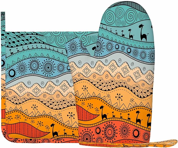 Mxocom African Tribal Background Heat-Resistant Oven Mitts and Pot Holder - Image 2