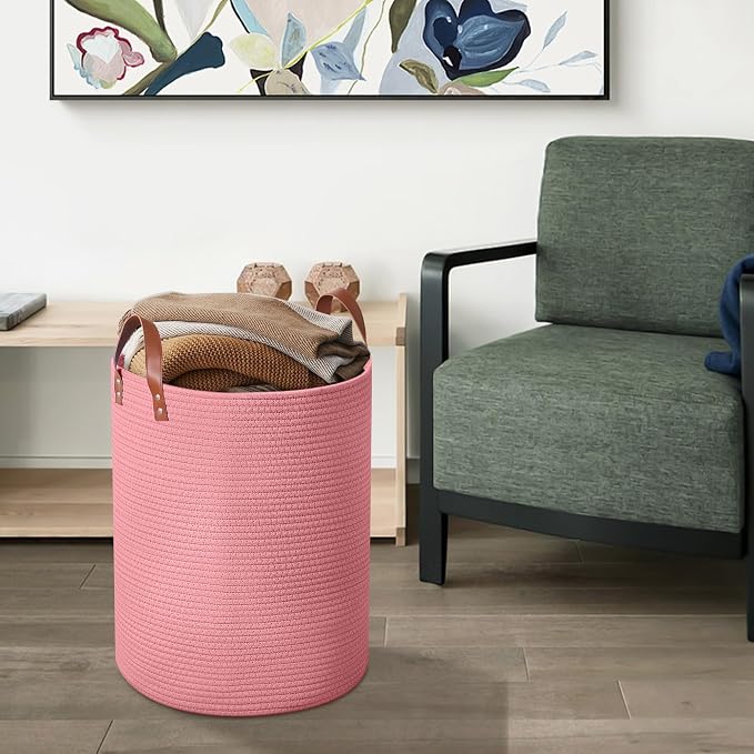 80L Large Rope Basket, Woven Rope Storage Basket - Image 6