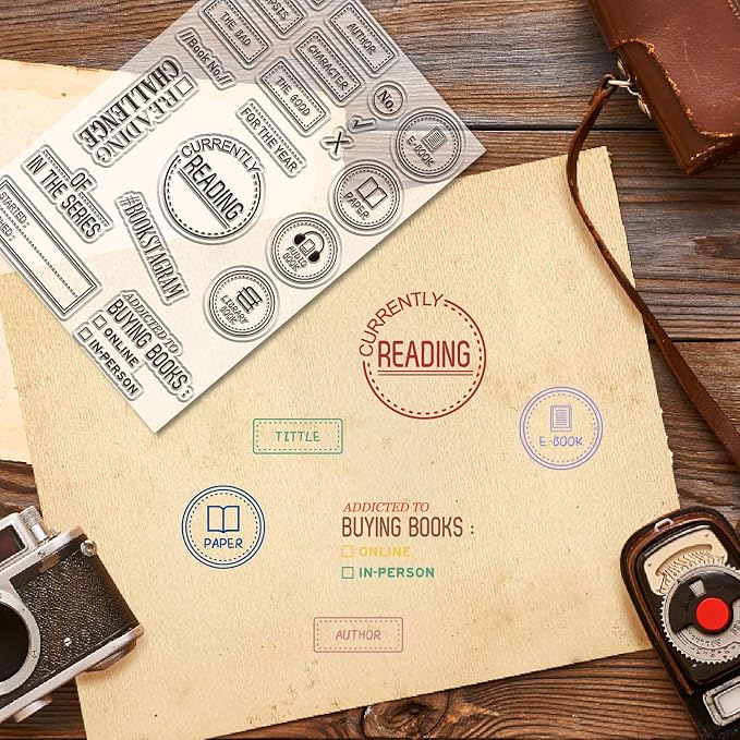 CRASPIRE Reading Diary Stamps Book Reads Label Clear Stamps Bookstore Bookshelf - Image 5
