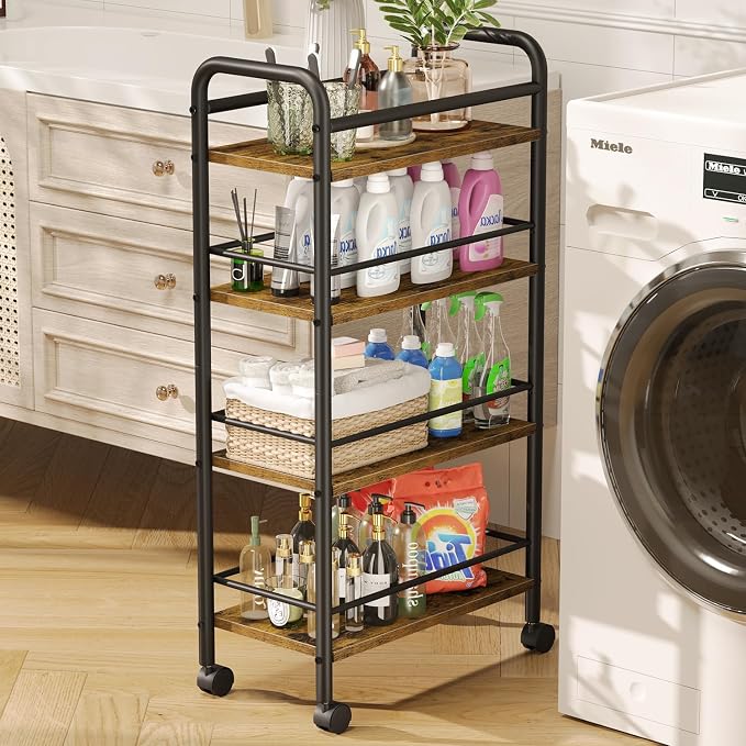 Slim Storage Cart, 4-Tier Small Rolling Cart - Image 2