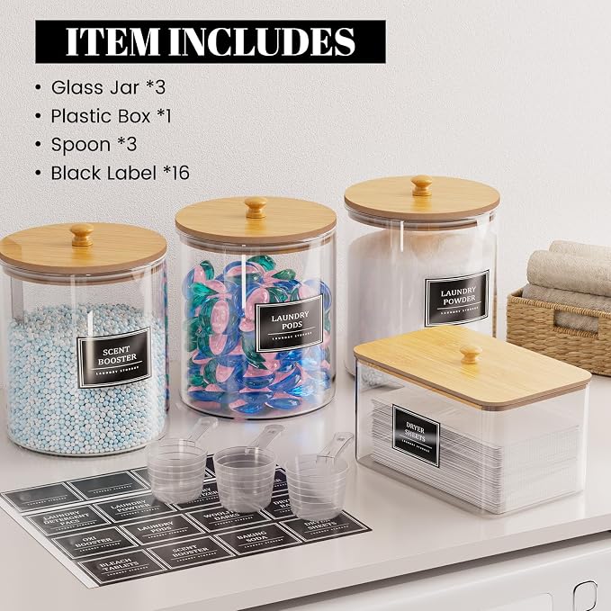 3+1 Pack Glass Laundry Pods Container - Image 5