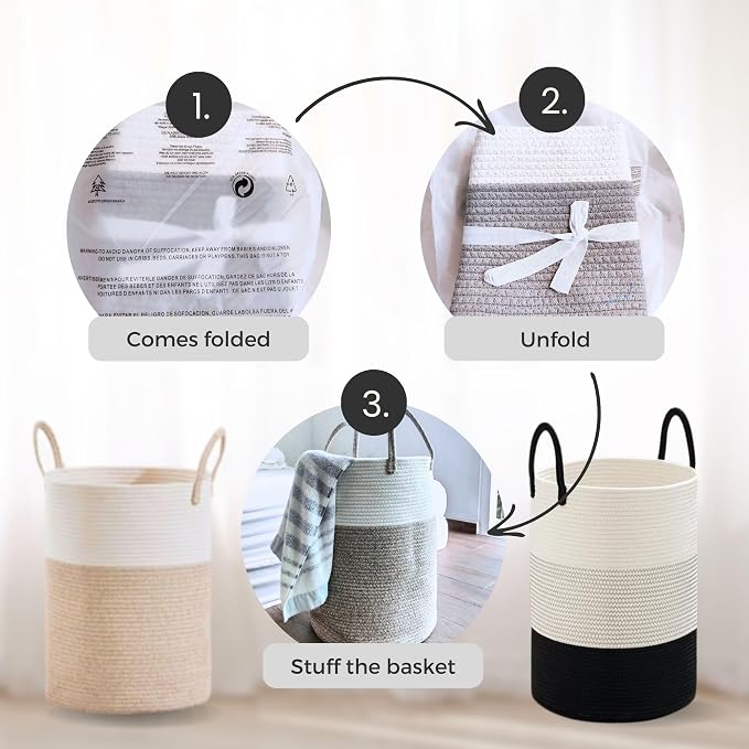 Maxona Laundry Basket with Handles White - Image 7