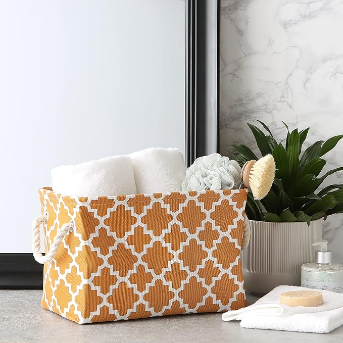 DII Polyester Container with Handles, Lattice Storage Bin, Pumpkin Spice - Image 5