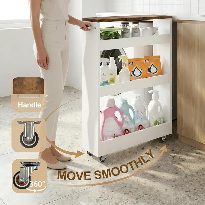 TEAMIX 4 Tier Slim Rolling Storage Cart - Image 3