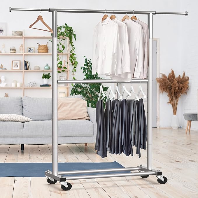 Simple Houseware Double Rod Garment Rack - Image 4