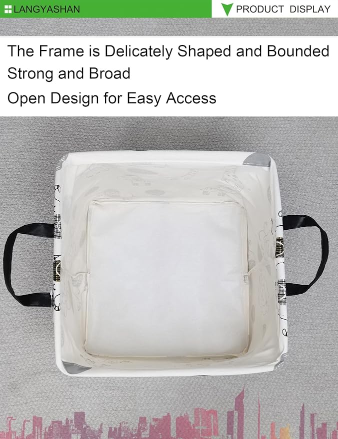 LANGYASHAN Square Storage Baskets Waterproof Canvas Children Laundry Nursery - Image 6